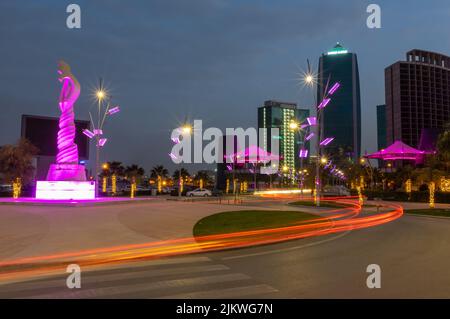 The modern city of Erbil, Iraq the capital city of Kurdistan region in the evening Stock Photo