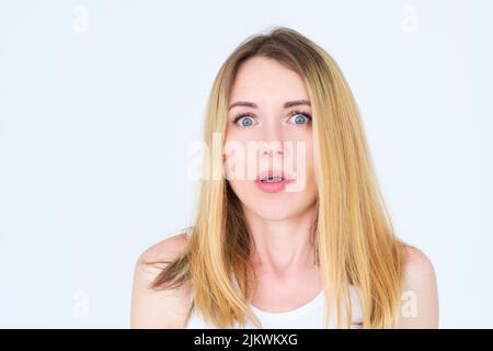 emotion face astounded shocked surprised woman Stock Photo