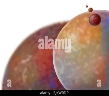 Scale ratio of the largest planets in relation to the sun (MU CEPHEI, BETELGEUSE..). Stock Photo
