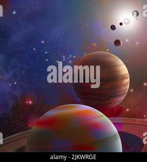 Alignment of the planets planned by astrologers for May 5, 2000. Stock Photo