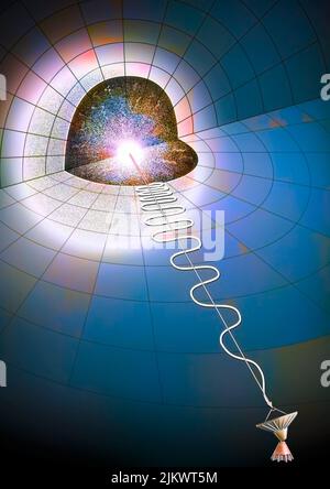 According to Penzia and Wilson, the Big Bang emits a time-stretched wavelength. Stock Photo