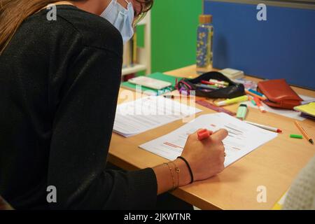 Students in the study room at the university library. Stock Photo