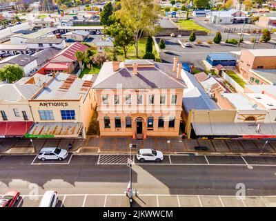 An aerial view of beautiful old buildings in Glen Innes, New South Wales, Australia Stock Photo