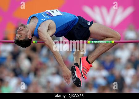 Scotland’s David Smith in action during the Men’s High Jump Final at Alexander Stadium on day six of the 2022 Commonwealth Games in Birmingham. Picture date: Wednesday August 3, 2022. Stock Photo