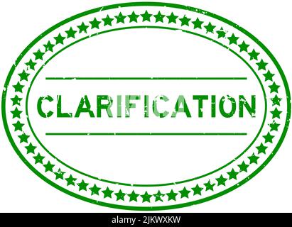 Grunge green clarification word oval rubber seal stamp on white background Stock Vector