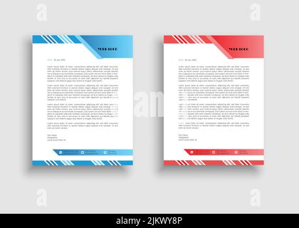Simple and Creative Squared background Letterhead template design - Reddish gradient background Letterhead design - Blueish Gradient Letterhead design Stock Vector