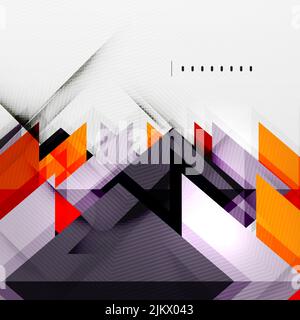 Squares and shadows - colorful geometric futuristic tech abstract background Stock Vector