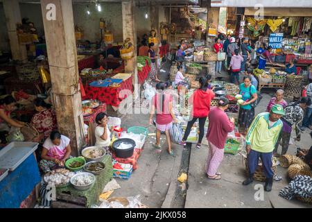 Bustling raditional market in Ubud, Bali, Indonesia Stock Photo