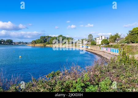 Ile-aux-Moines, France, bathing huts on the beach Stock Photo