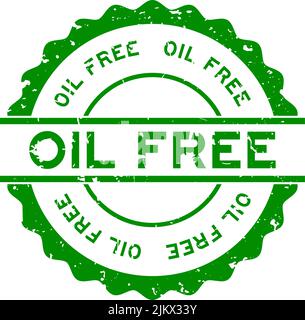 Grunge green oil free word round rubber seal stamp on white background Stock Vector