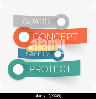 Vector protection tag cloud of stickers - guard, security, safety, protect words Stock Vector