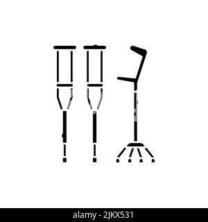Crutches olor line icon. Pictogram for web page, mobile app, promo. UI UX GUI design element. Editable stroke. Stock Vector