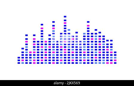 Abstract musical blue and pink equalizer on a white background Stock Vector