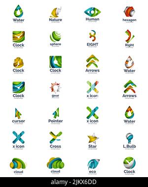 Set of abstract vector company business logo icons popular web concepts Stock Vector