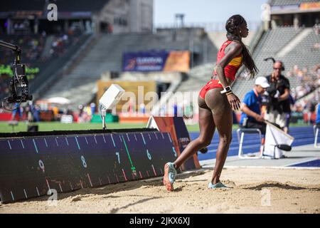 Fatima Diame participating in the long jump at the European Athletics