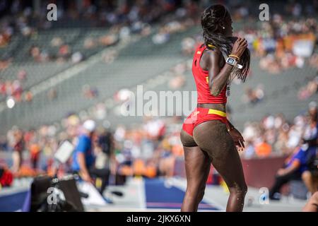 Fatima Diame participating in the long jump at the European Athletics