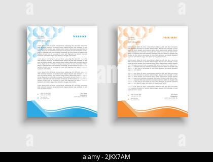 Modern letterhead design - Organic floating blue background letterhead template design - Organic floating orange background letterhead template design Stock Vector