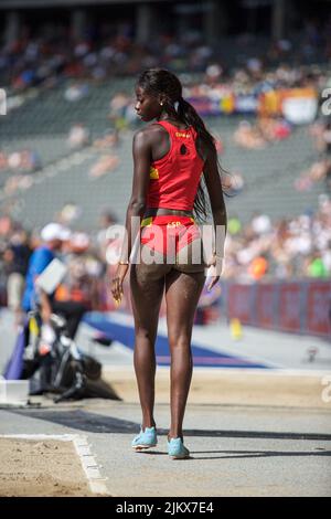 Fatima Diame participating in the long jump at the European Athletics