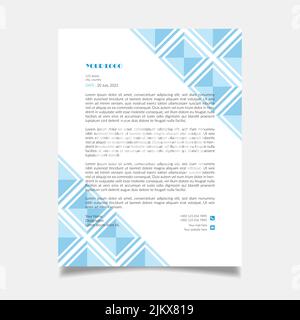 Minimal and Simple Corporate Letterhead template design - Blue and Light Blue Square-shaped Pyramid background Letterhead template design Stock Vector