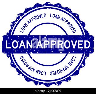Grunge blue loan approved word round rubber seal stamp on white background Stock Vector