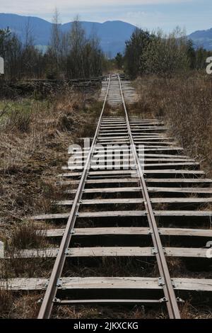 Gleisanschluss an einem verlassenen Ort Stock Photo