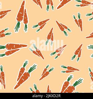 Light orange seamless pattern with carrots Stock Vector