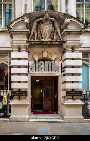 Institute of Chartered Accountants in England & Wales (ICAEW) HQ. Chartered Accountants' Hall at 1 Moorgate Place, City of London Financial District. Stock Photo