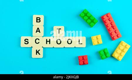 Back to School Concept. Selective fovus on the tiles. Stock Photo