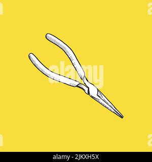 Pliers. Sketch and Vintage style. - Vector Stock Vector