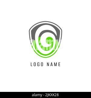 A shield logo with a fingerprint Stock Vector
