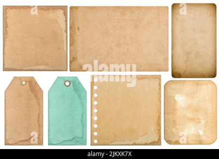 Old papers isolated on white background. Scrapbooking crafting junk journal Stock Photo