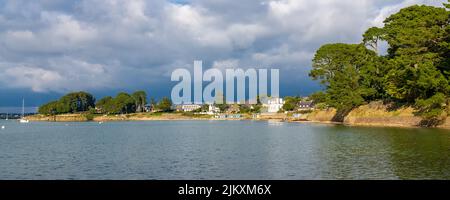 Ile-aux-Moines, France, bathing huts on the beach Stock Photo