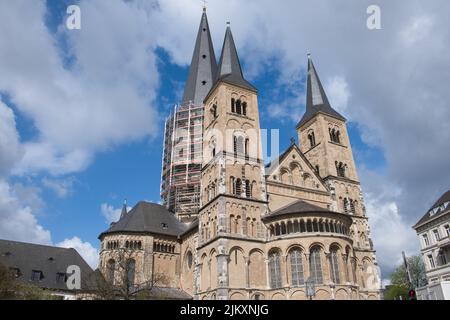 Bonner Minister or Munster is called an old church in Bonn. clear cloudy sky Stock Photo
