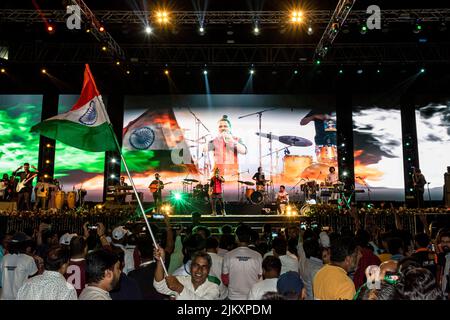 New Delhi, India. 02nd Aug, 2022. Kailash Kher performing at Tiranga Utsav, organised by Ministry of Culture to celebrate the contribution of Shri Pingali Venkayya to the nation on the occasion of his 146th Birth Anniversary on 2nd August 2022.Kailash Kher is an Indian playback singer and music composer. (Photo by Mohsin Javed/Pacific Press) Credit: Pacific Press Media Production Corp./Alamy Live News Stock Photo