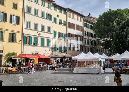 Market in Piazza San Spirito Florence Italy Stock Photo