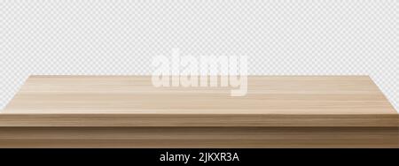 Wood white desk, table top surface in perspective isolated on