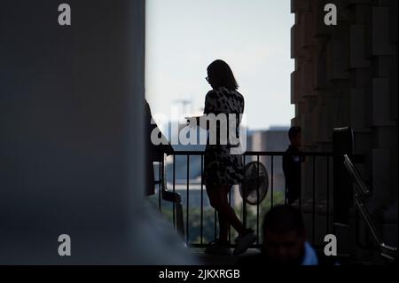 Washington, Vereinigte Staaten. 03rd Aug, 2022. United States Senator Kyrsten Sinema (Democrat of Arizona) arrives for a vote at the US Capitol in Washington, DC, Wednesday, August 3, 2022. Credit: Rod Lamkey/CNP/dpa/Alamy Live News Stock Photo