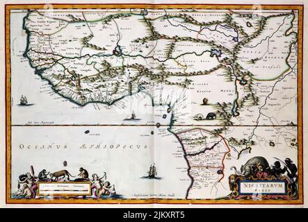 A 18-19th century old vintage map of Africa illustration Stock Photo
