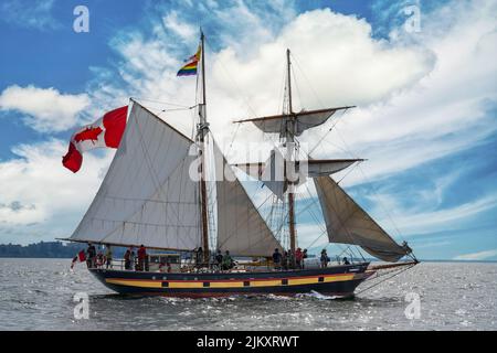 The St. Lawrence II Ship Sails into Cleveland During Tall Ships Festival Stock Photo