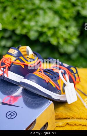 A detailed view of the Nike Jordan low dunk basketball shoes worn by Mookie  Betts during the Los Angeles Dodgers Foundation Thanksgiving Grab and Go d  Stock Photo - Alamy