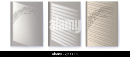 Set of posters. Shadows on wall at midday. Stock Vector