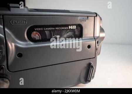 Augusta, Ga USA - 11 06 21: Vintage 2001 Sony TRV108 Handycam side cassette door Stock Photo