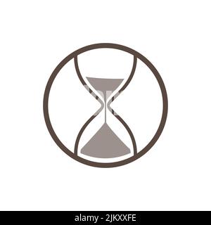 Hourglass Turning Over, measuring time. Cyclic Alpha matte Sand Timer, Clock, Time concept, Stock Vector