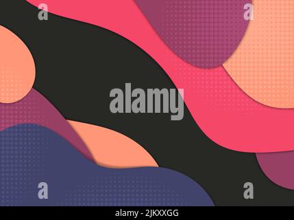 Abstract colors style template of doodle artwork decoration. Overlapping style artwork of wavy background. Vector Stock Vector
