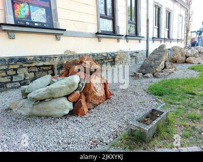 A museum of petroleum mining in Hodonin in south Moravia, the exhibition of mining facilities Stock Photo