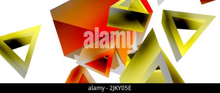 3d triangle abstract background. Basic shape technology or business concept composition. Trendy techno business template for wallpaper, banner, backgr Stock Vector