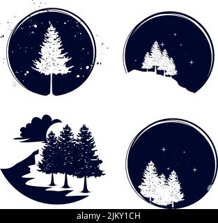 Pine Tree Logo Design On Letter O Template. Pine Tree Hotel Resort Wood ...