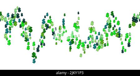 Seamless Pattern of the symbols of dollar currency on white background. Green vector background with signs of dollars. The pattern can be used for you Stock Vector