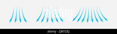 Set of transparent blue arrows showing air flow isolated on transparent ...