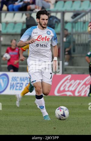 3rd August 2022; Patin Stadium, Castel Di Sangro, Italy; Friendly football, SSC Napoli versus Girona FC: Khvicha Kvaratskhelia of Napoli Stock Photo